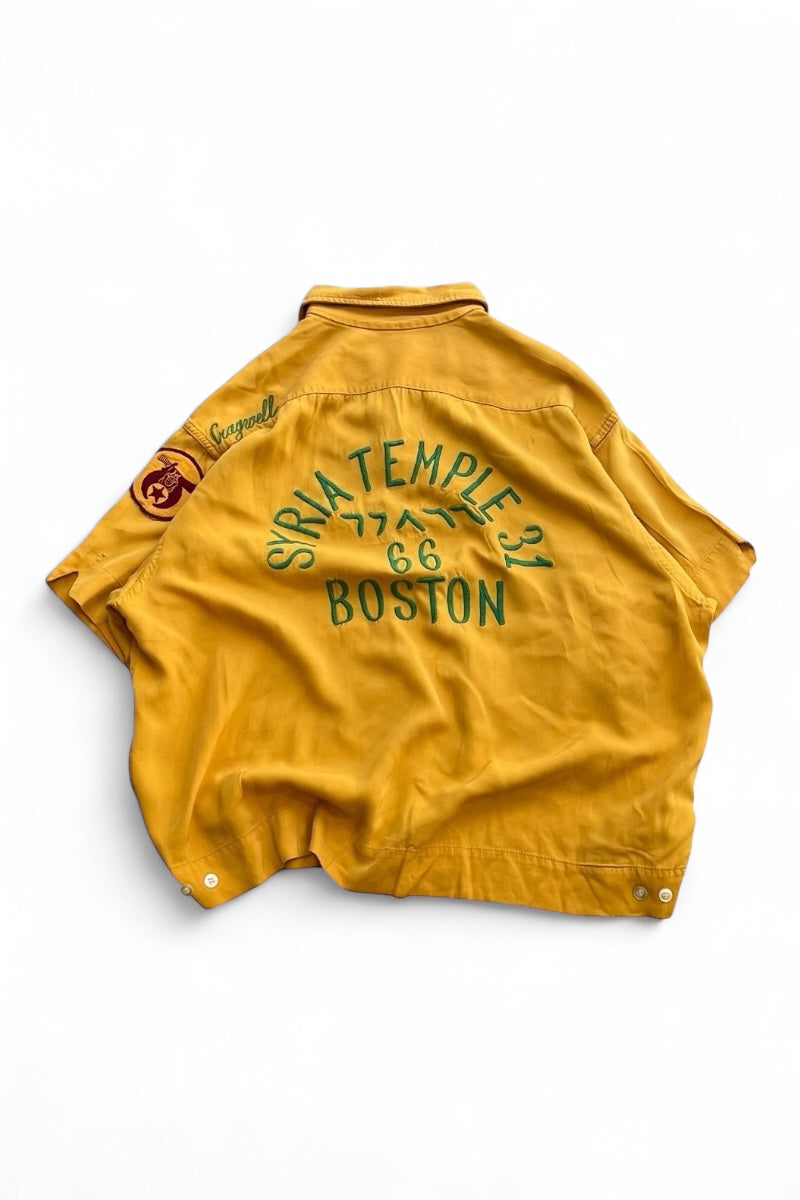 MADE IN USA 66'S S/S RAYON OPEN COLLER SHIRT / YELLOW [SIZE: L USED]