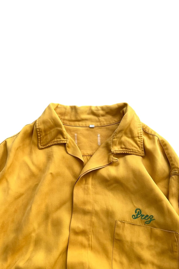 MADE IN USA 66'S S/S RAYON OPEN COLLAR SHIRT / YELLOW [SIZE: L USED]