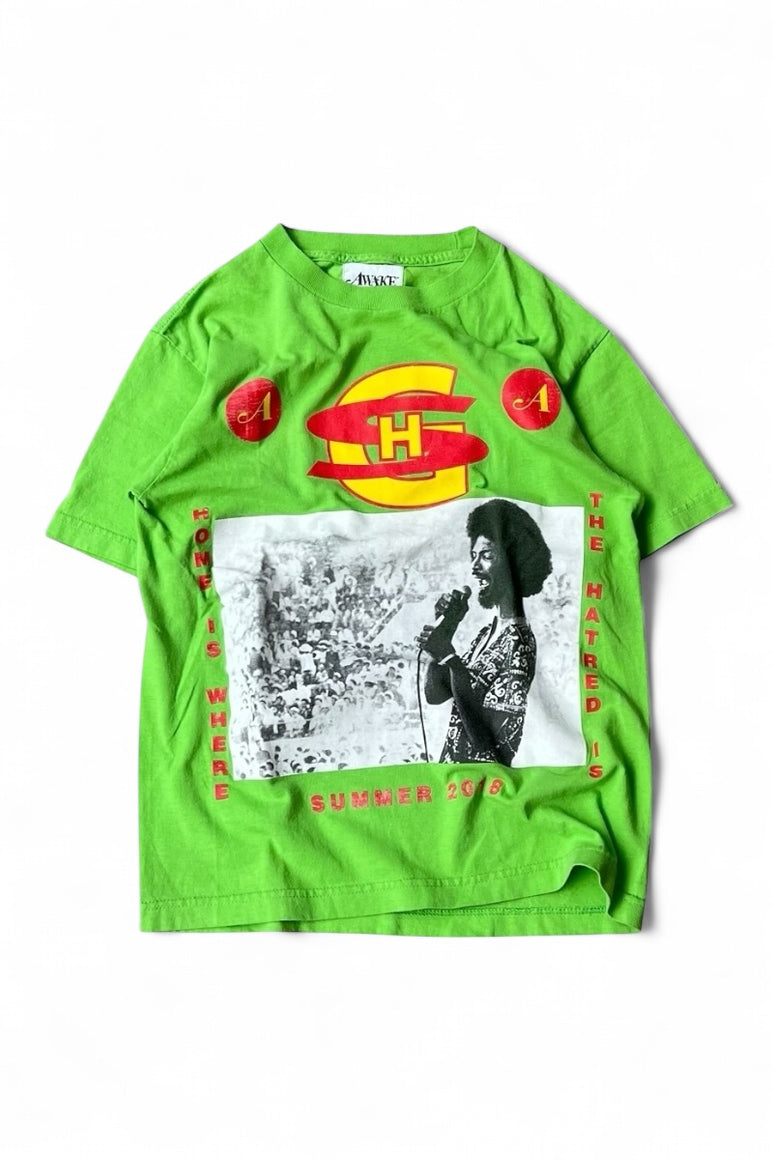 MADE IN USA GIL SCOTT-HERON PRINT T-SHIRT / GREEN [SIZE: S USED]