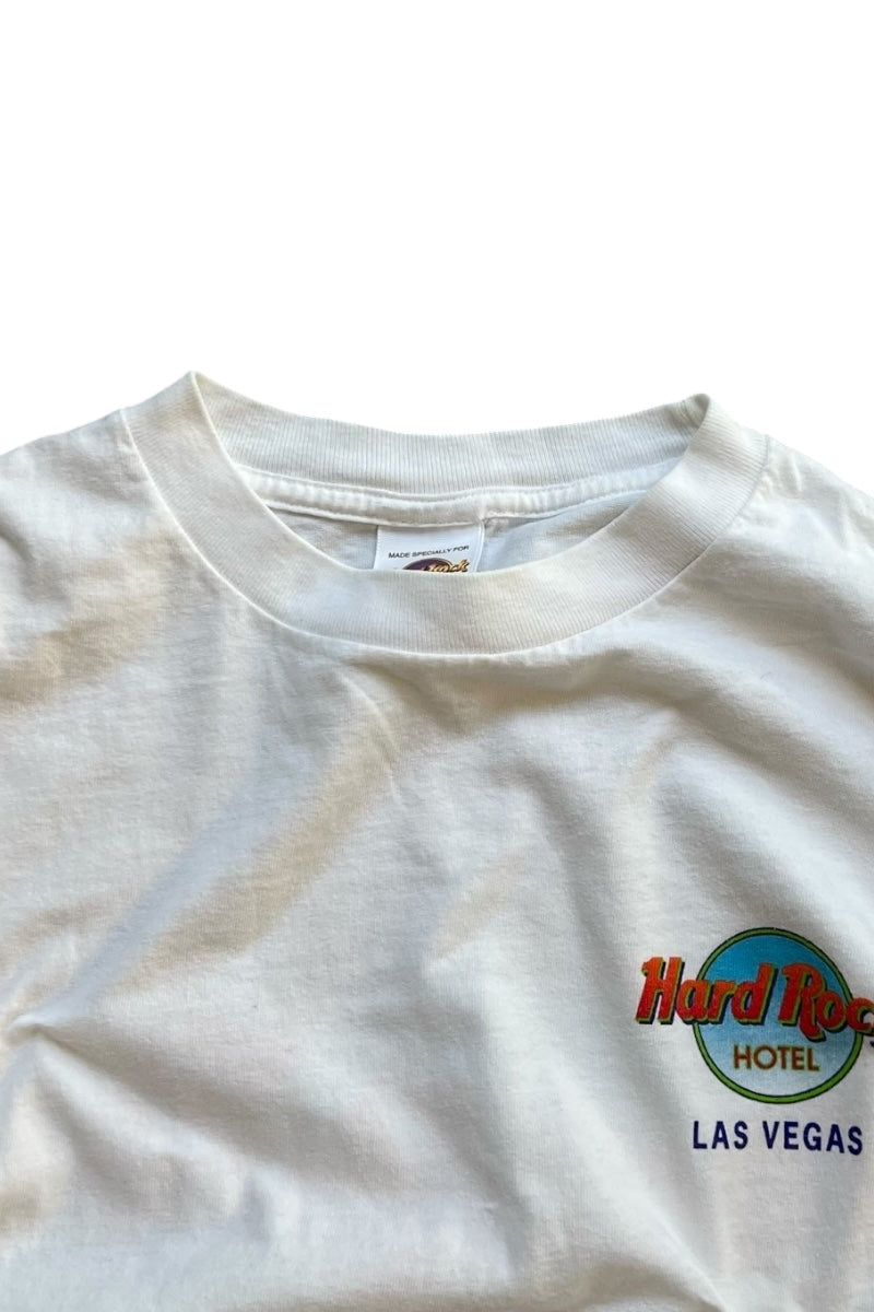 MADE IN USA 90'S LAS VEGAS L/S FIRE FLAME T-SHIRT / WHITE [SIZE: L USED]