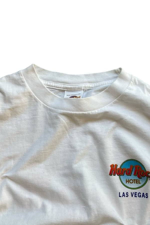 MADE IN USA 90'S LAS VEGAS L/S FIRE FLAME T-SHIRT / WHITE [SIZE: L USED]