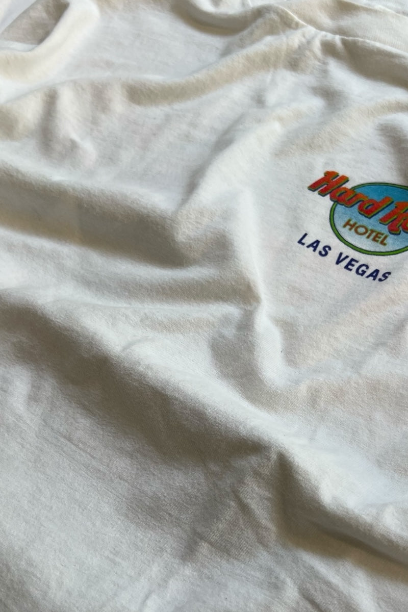 MADE IN USA 90'S LAS VEGAS L/S FIRE FLAME T-SHIRT / WHITE [SIZE: L USED]