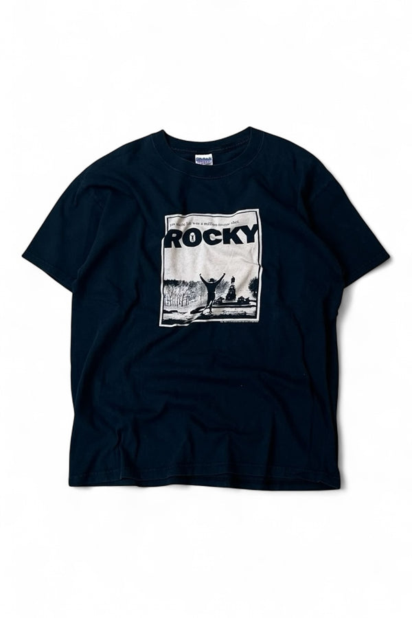 Y2K 05'S ROCKY MOVIE T-SHIRT / BLACK [SIZE: L USED]