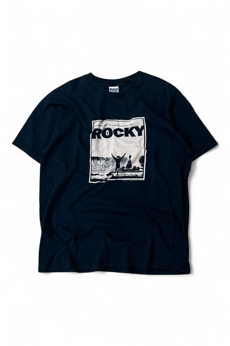 Y2K 05'S ROCKEY MOVIE T-SHIRT / BLACK [SIZE: L USED]