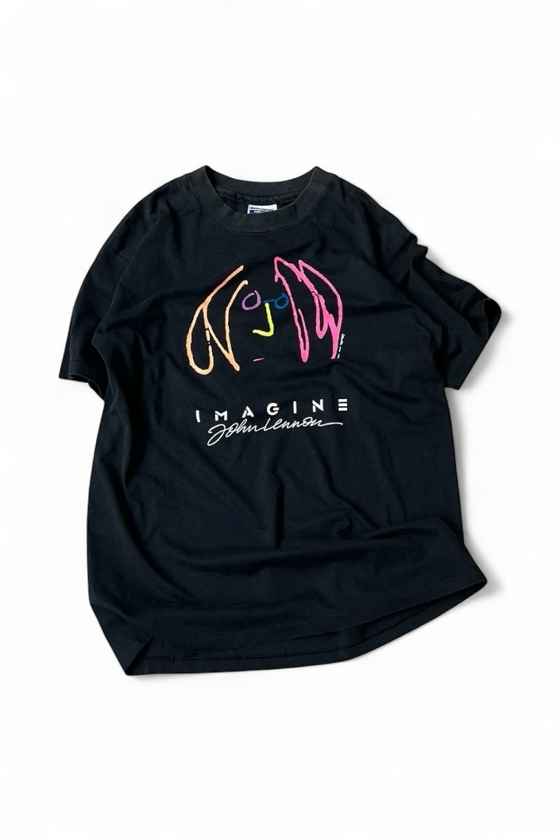 MADE IN USA 80'S JOHN LENNON MUSIC T-SHIRT / BLACK [SIZE: L USED]