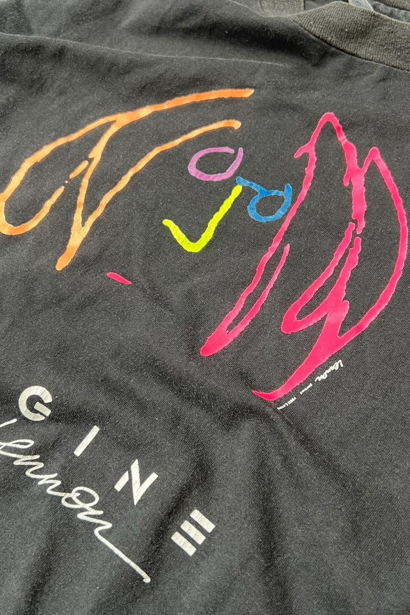 MADE IN USA 80'S JOHN LENNON MUSIC T-SHIRT / BLACK [SIZE: L USED]