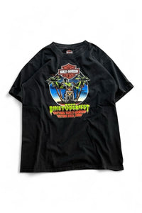 MADE IN USA Y2K 02'S DAYTONA BEACH PRINT T-SHIRT / BLACK [SIZE: L USED]
