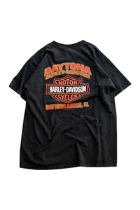MADE IN USA Y2K 02'S DAYTONA BEACH PRINT T-SHIRT / BLACK [SIZE: L USED]