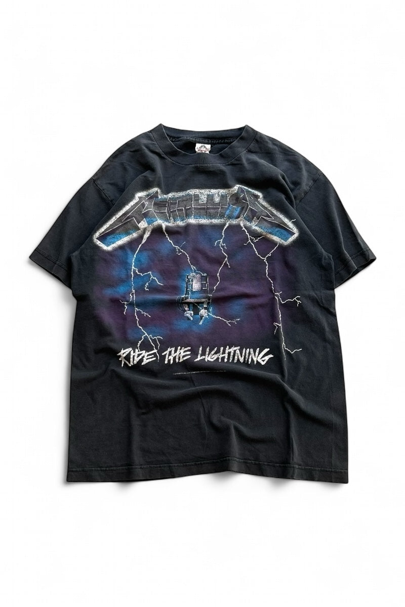10'S METALLICA RIDE THE LIGHTNING BAND T-SHIRT / BLACK [SIZE: M USED]
