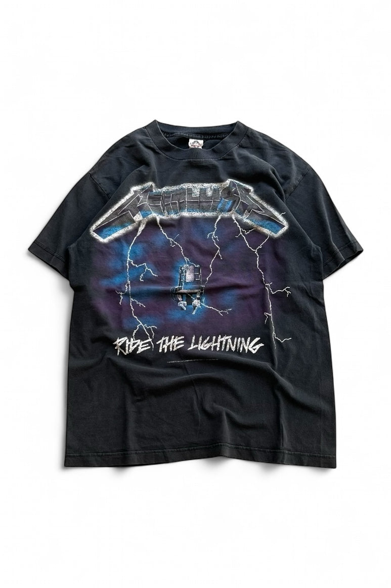10'S METALLICA RIDE THE LIGHTNING BAND T-SHIRT / BLACK [SIZE: M USED]