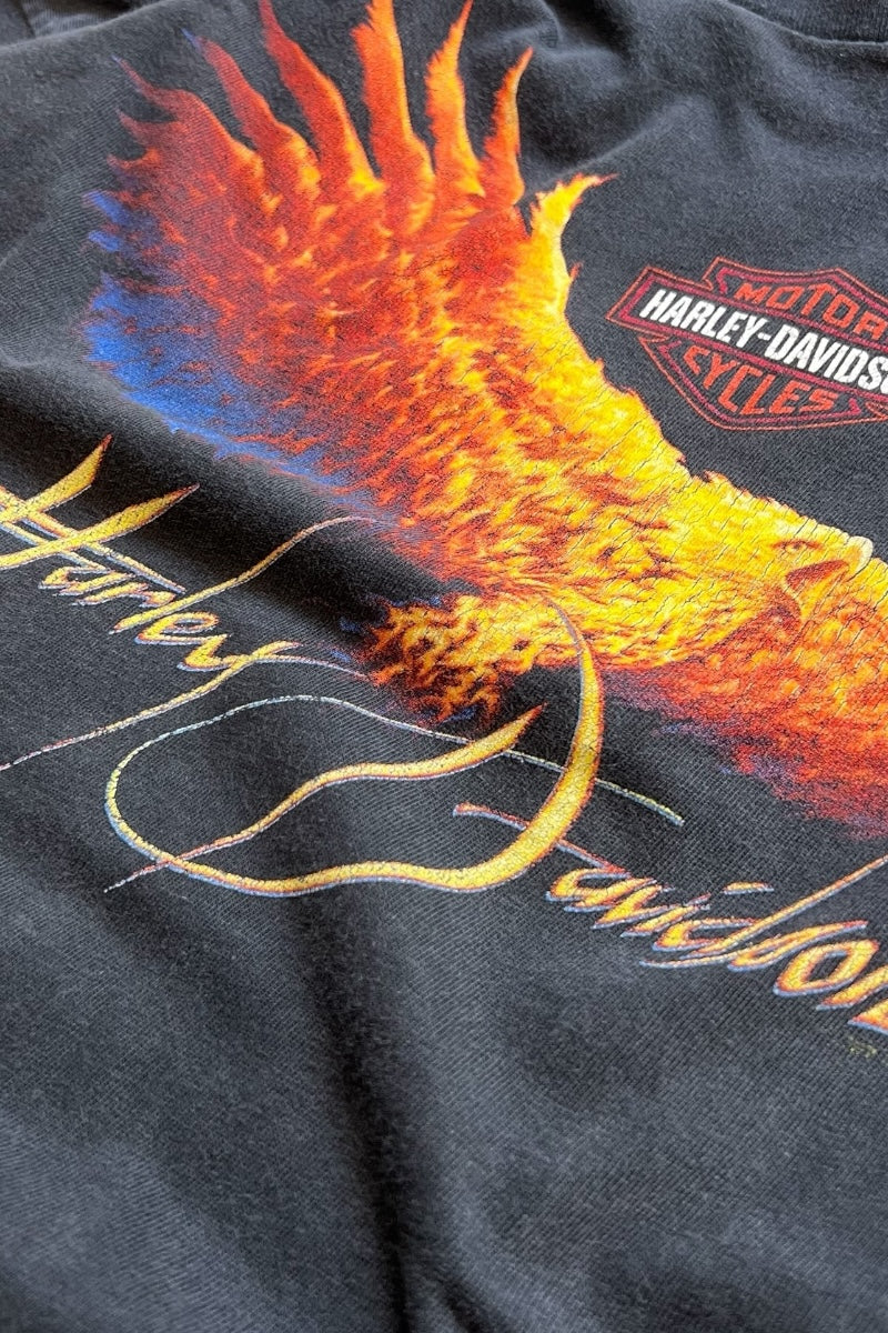 MADE IN USA 90'S CLASSIC H-D T-SHIRT / BLACK [SIZE: L USED]