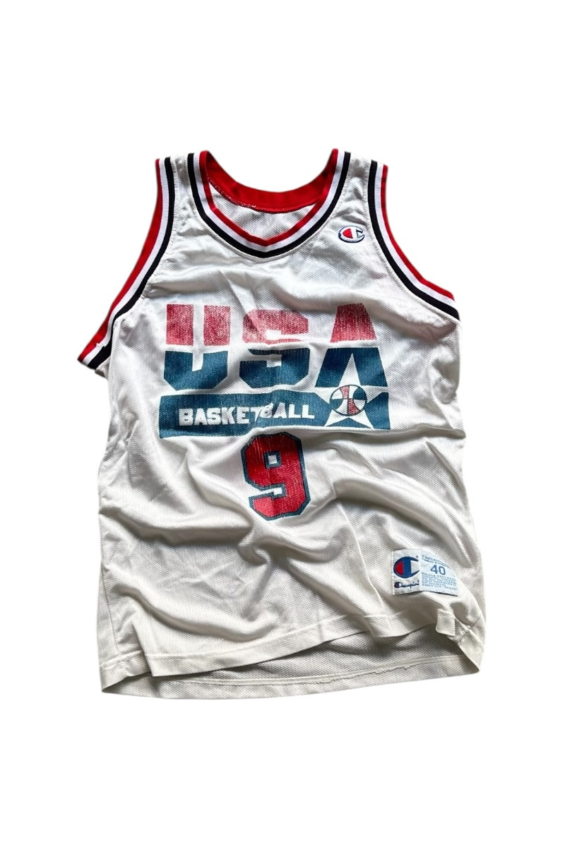 MADE IN USA 92-95'S USA ALL STAR JORDAN BASKETBALL GAME SHIRT / WHITE [SIZE: 40 USED]