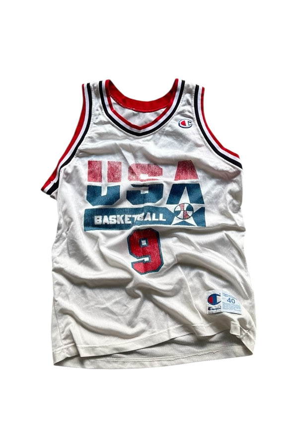 MADE IN USA 92-95'S USA ALL STAR JORDAN BASKETBALL GAME SHIRT / WHITE [SIZE: 40 USED]