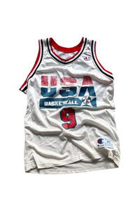 MADE IN USA 92-95'S USA ALL STAR JORDAN BASKETBALL GAME SHIRT / WHITE [SIZE: 40 USED]
