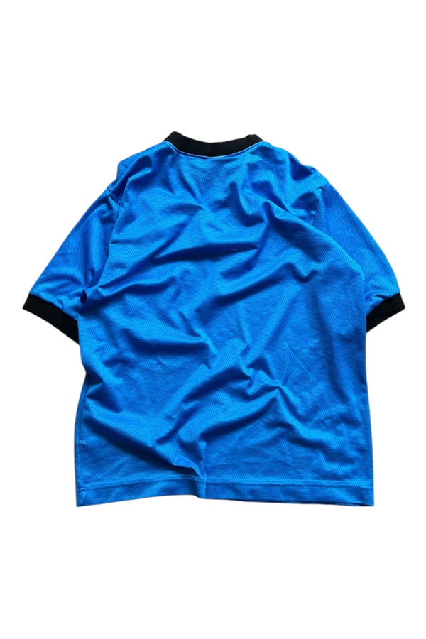 MADE IN USA 90'S FOOTBALL LOGO GAME SHIRT / BLUE [SIZE: L USED]