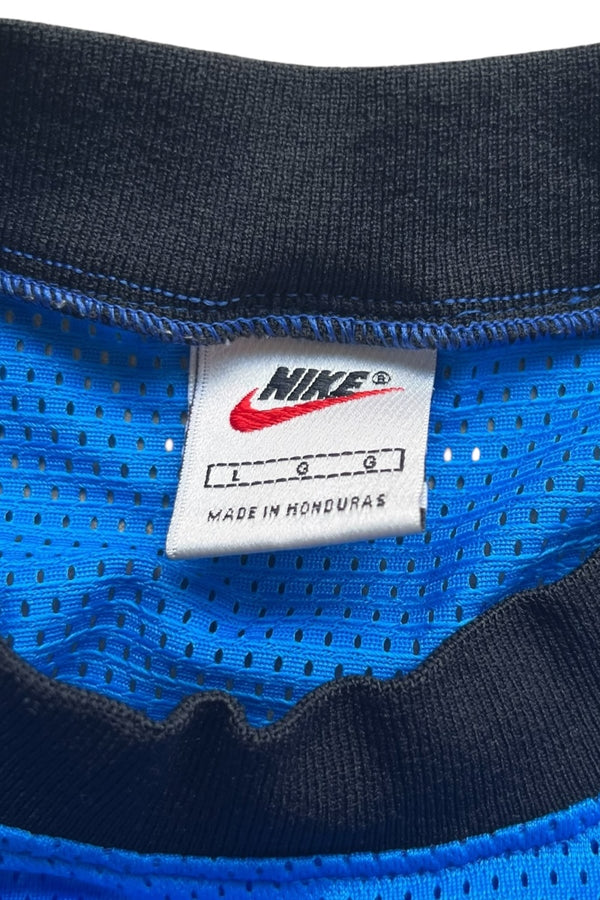 MADE IN USA 90'S FOOTBALL LOGO GAME SHIRT / BLUE [SIZE: L USED]