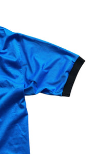 MADE IN USA 90'S FOOTBALL LOGO GAME SHIRT / BLUE [SIZE: L USED]