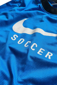 MADE IN USA 90'S FOOTBALL LOGO GAME SHIRT / BLUE [SIZE: L USED]