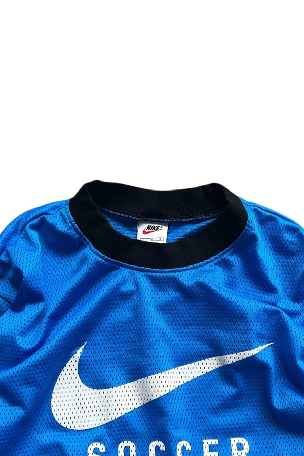 MADE IN USA 90'S FOOTBALL LOGO GAME SHIRT / BLUE [SIZE: L USED]