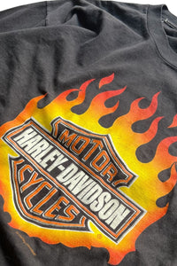 90'S HARLEY-DAVIDSON FLAME LOGO T-SHIRT / BLACK [SIZE: L USED]