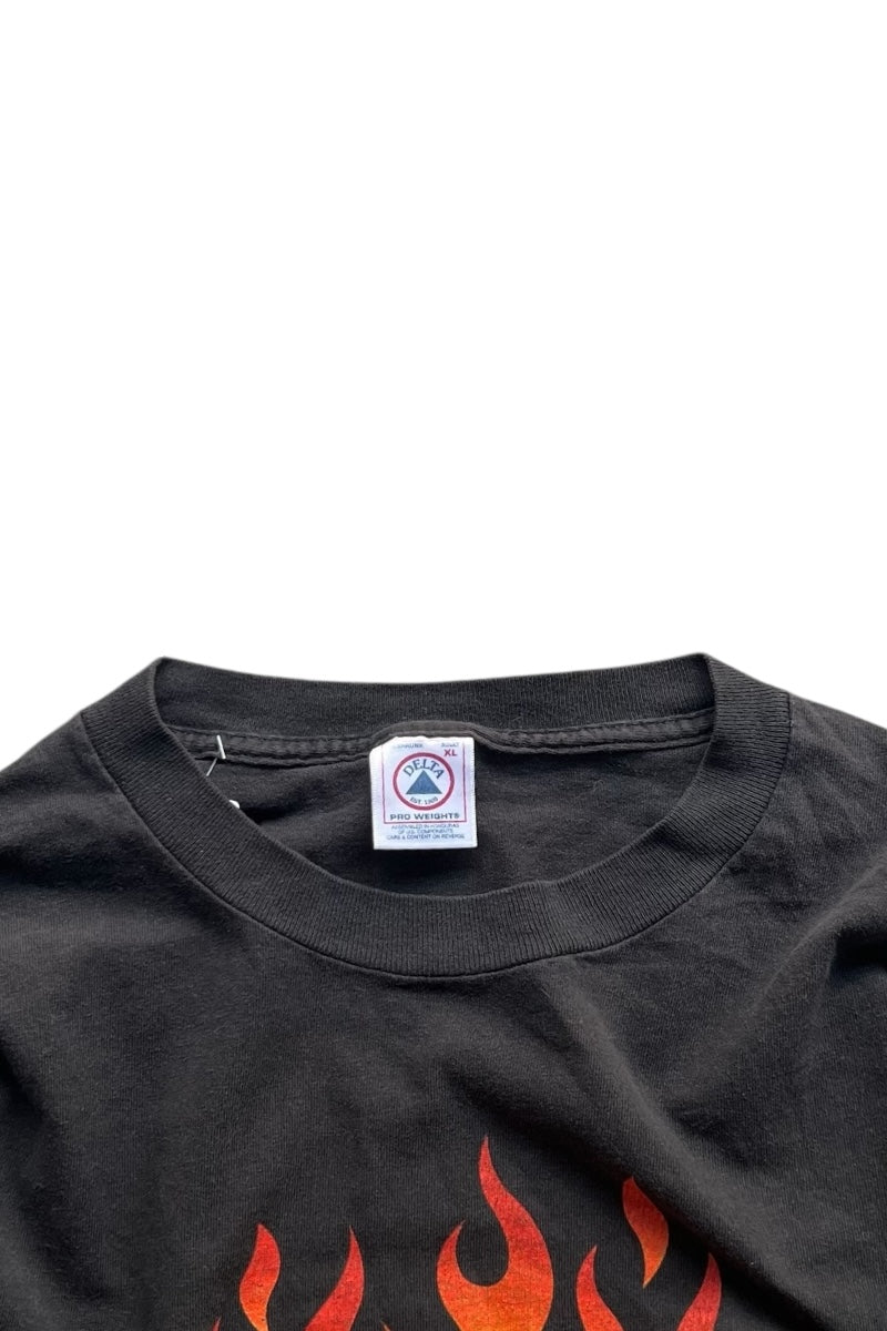 90'S HARLEY-DAVIDSON FLAME LOGO T-SHIRT / BLACK [SIZE: L USED]