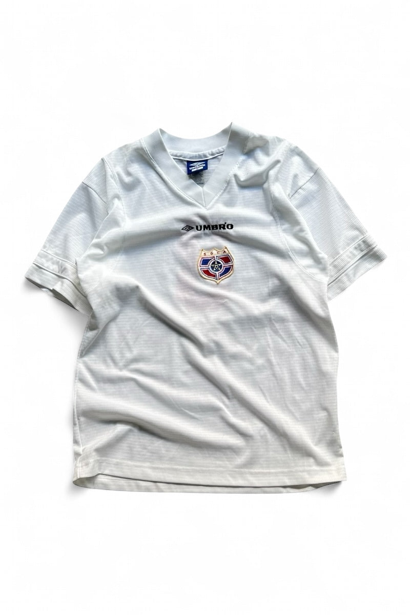MADE IN USA Y2K EARLY 00'S FOOTBALL GAME SHIRT / WHITE [SIZE: S USED]