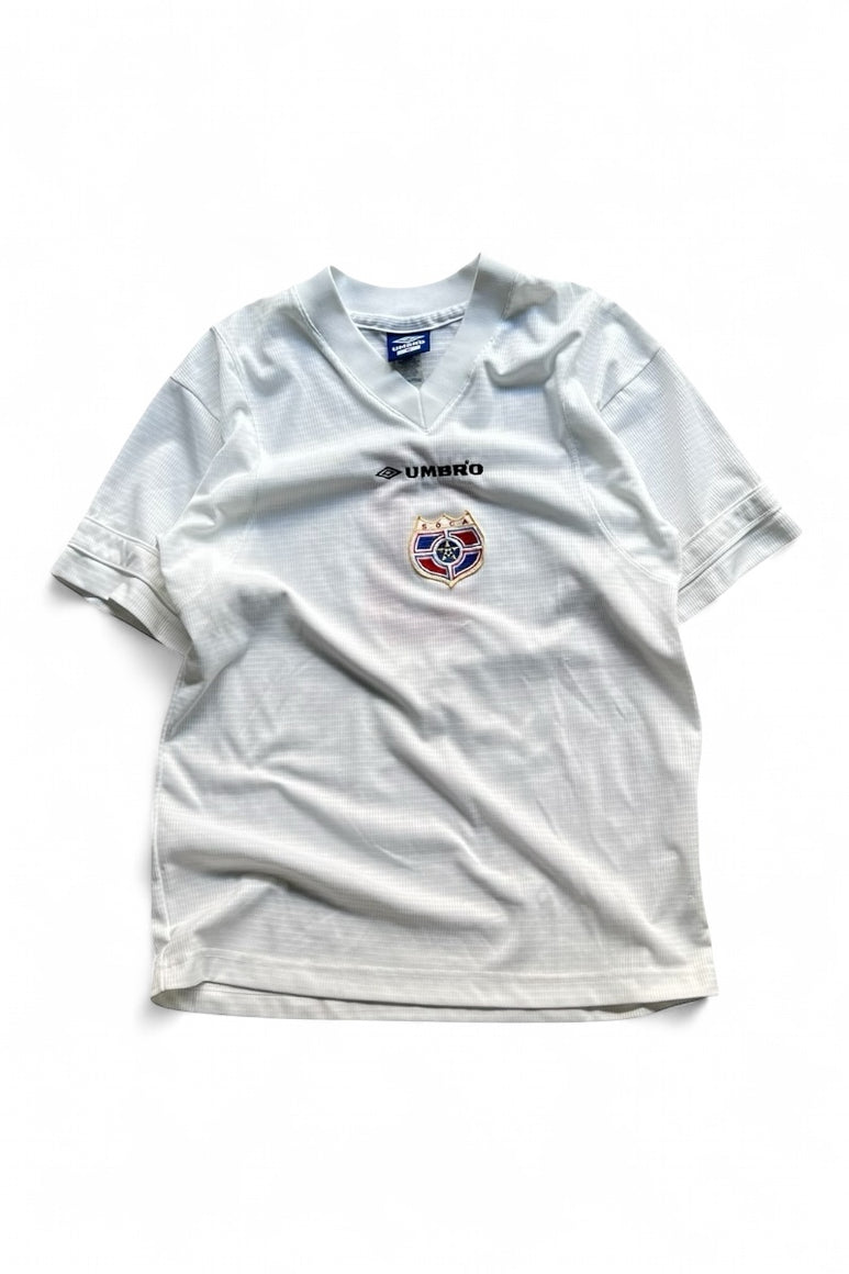 MADE IN USA Y2K EARLY 00'S FOOTBALL GAME SHIRT / WHITE [SIZE: S USED]