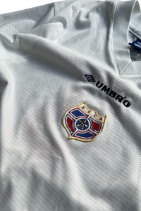 MADE IN USA Y2K EARLY 00'S FOOTBALL GAME SHIRT / WHITE [SIZE: S USED]