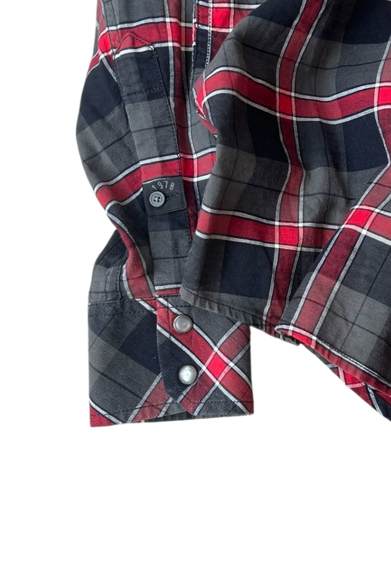 Y2K EARLY 00'S L/S CHECK WESTERN SHIRT / CHECK [SIZE: M USED]