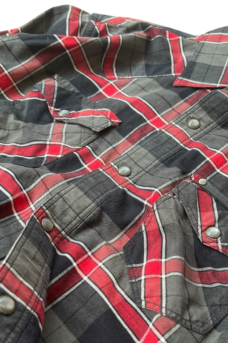 Y2K EARLY 00'S L/S CHECK WESTERN SHIRT / CHECK [SIZE: M USED]