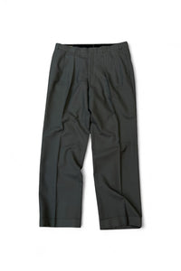MADE IN USA 80'S WOOL 2 TUCKS SLACKS / KHAKI [SIZE: L USED]