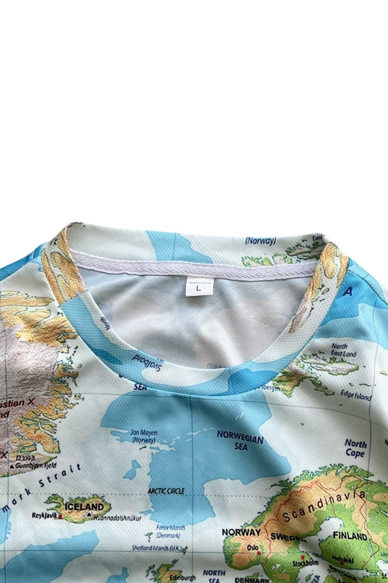 MAP ALL-PRINTED T-SHIRT / PATTERN [SIZE: L USED]