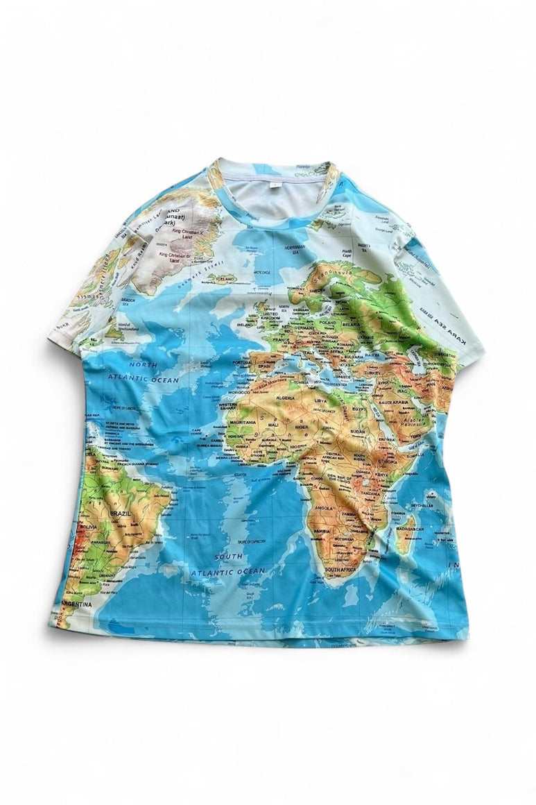 MAP ALL-PRINTED T-SHIRT / PATTERN [SIZE: L USED]