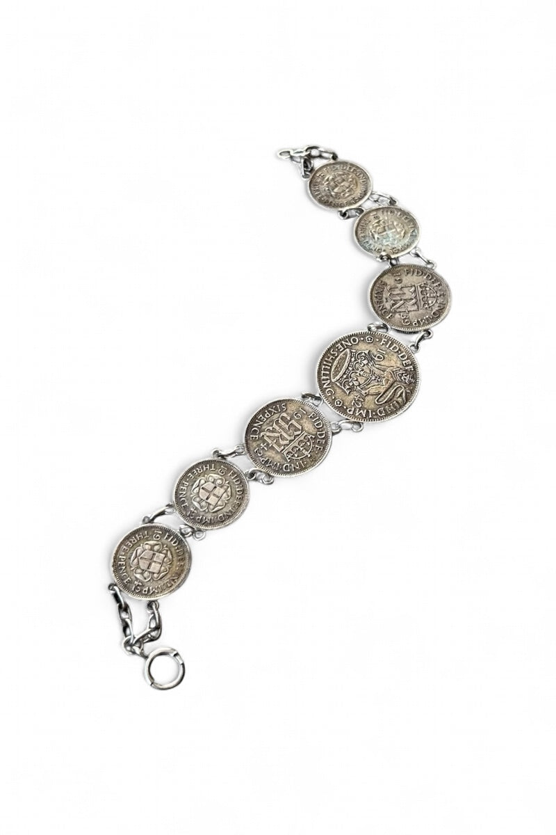 30s-40s Silver Coin Bracelet / Silver [SIZE: ONE SIZE USED]