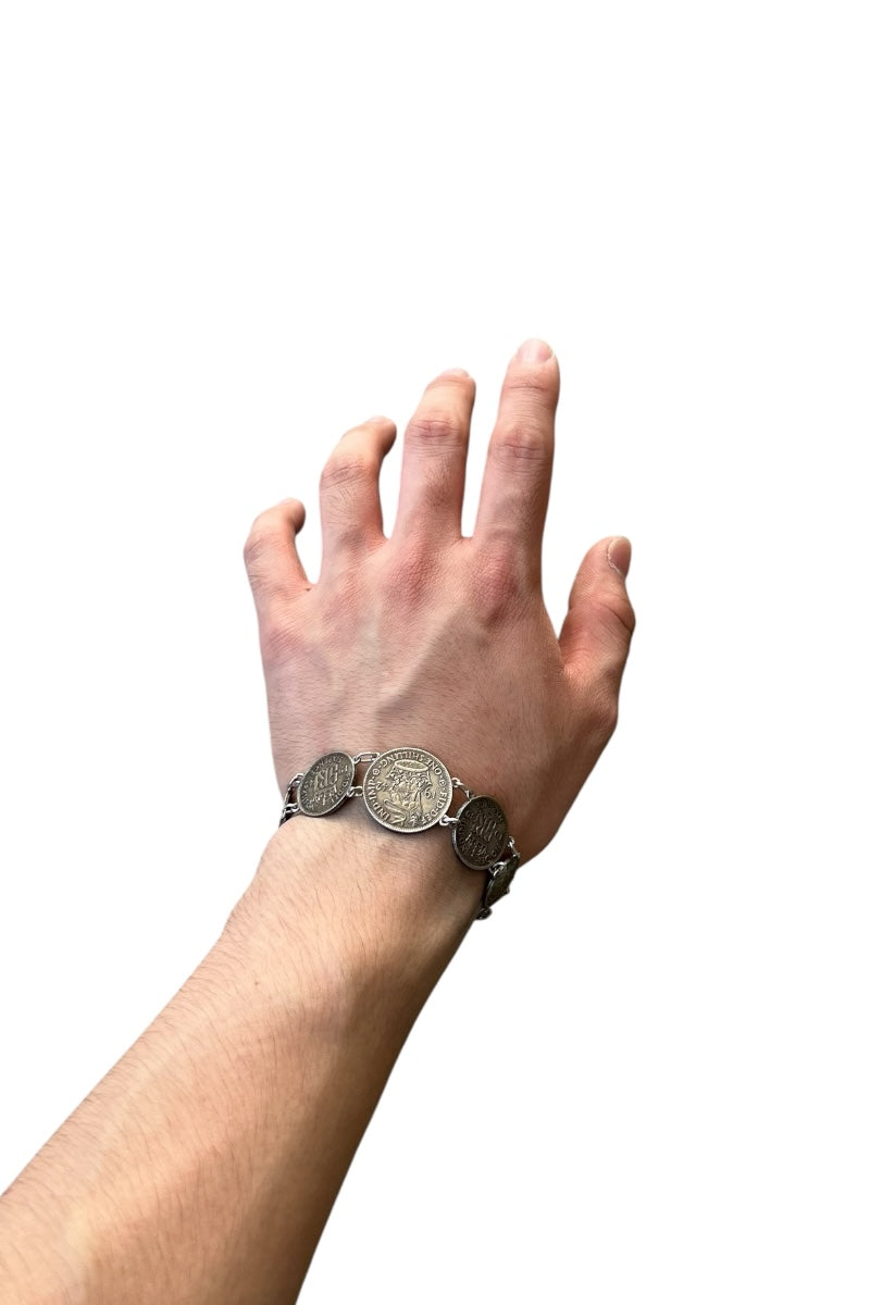 30s-40s Silver Coin Bracelet / Silver [SIZE: ONE SIZE USED]
