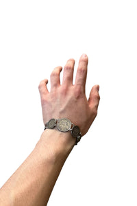30-40'S SILVER COIN BRACELET / SILVER [SIZE: ONE SIZE USED]