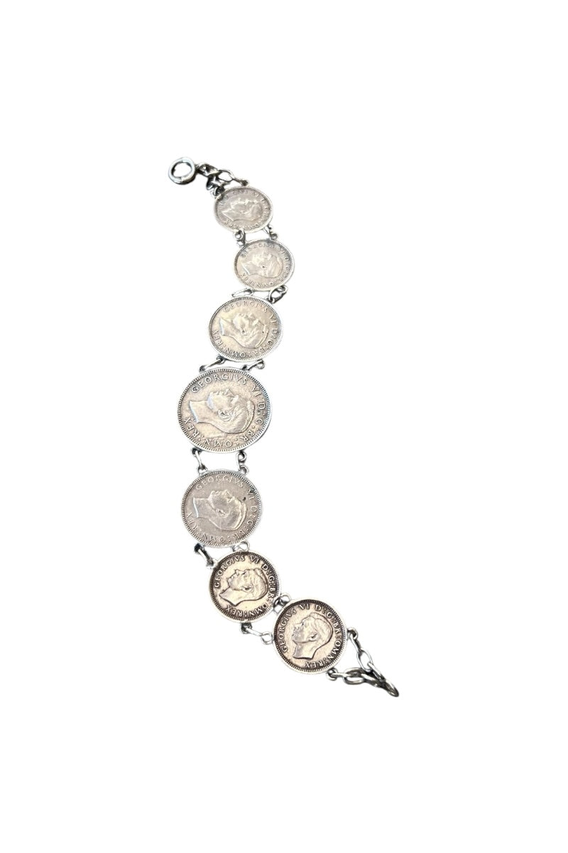 30s-40s Silver Coin Bracelet / Silver [SIZE: ONE SIZE USED]