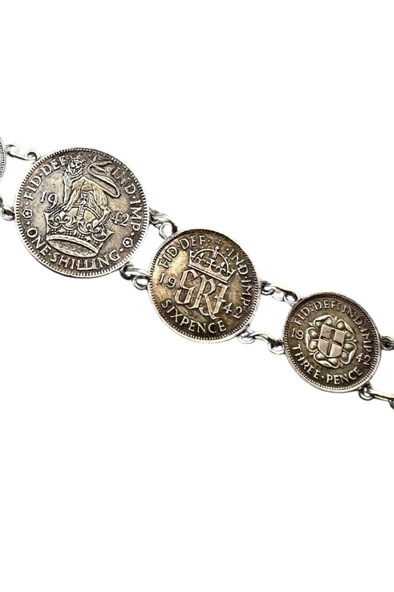 30s-40s Silver Coin Bracelet / Silver [SIZE: ONE SIZE USED]