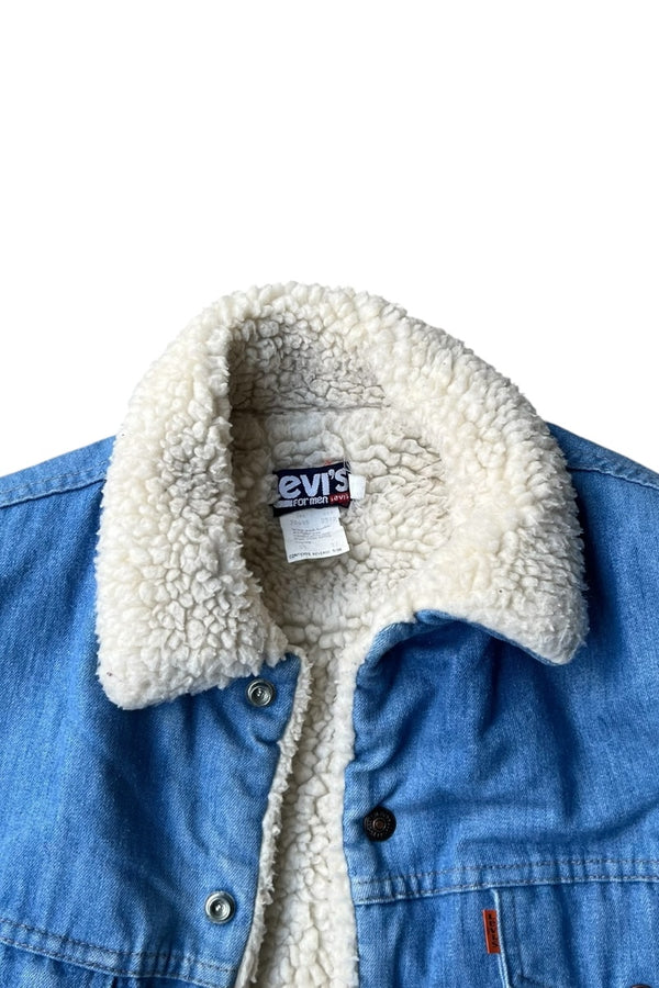 MADE IN USA 80'S FUR DENIM JACKET / BLUE [SIZE: M USED]