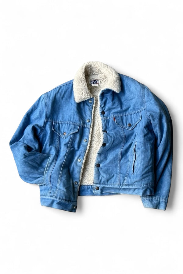 MADE IN USA 80'S FUR DENIM JACKET / BLUE [SIZE: M USED]
