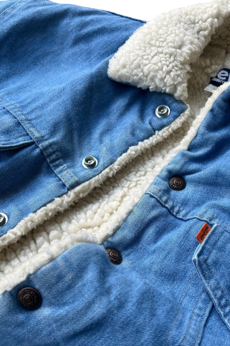 MADE IN USA 80'S FUR DENIM JACKET / BLUE [SIZE: M USED]