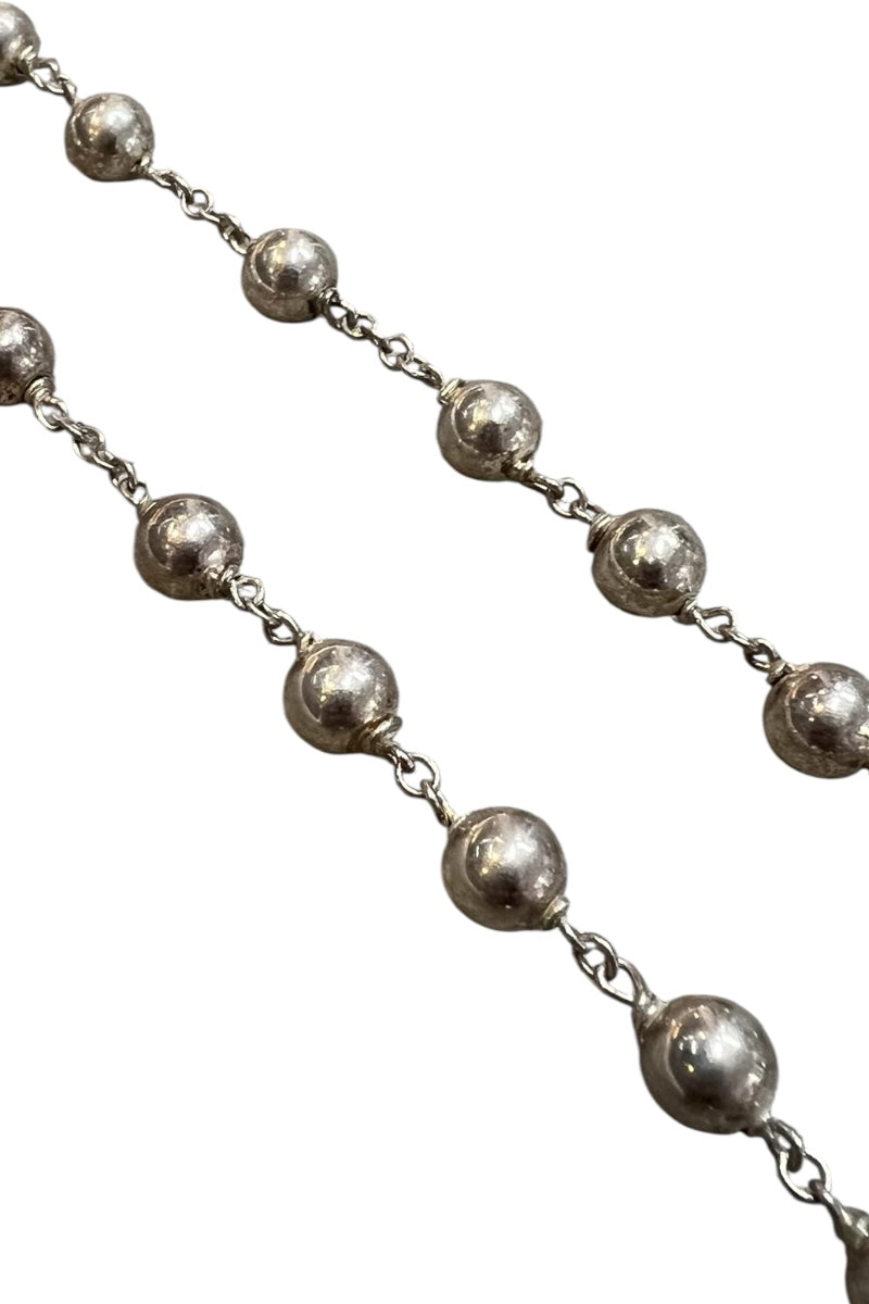 50'S STERLING SILVER ROSARY NECKLACE / SILVER [SIZE: ONE SIZE USED]
