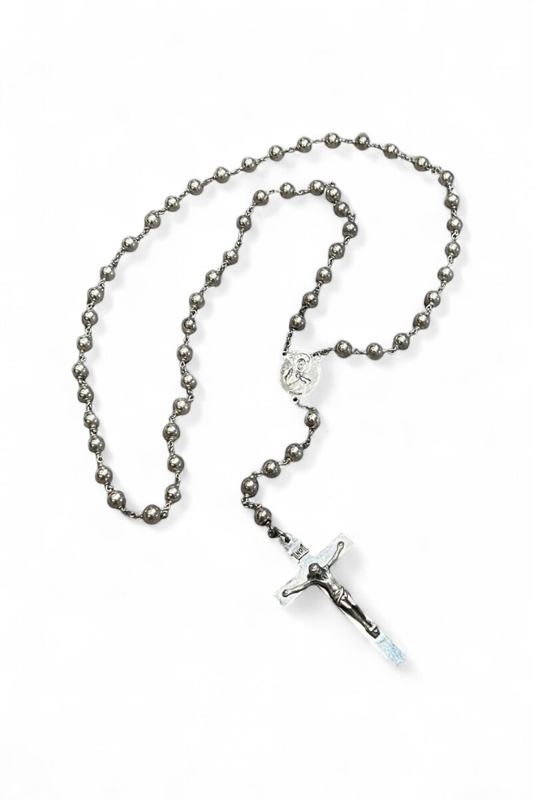 50'S STARING SILVER ROSARY NECKLACE / SILVER [SIZE: ONE SIZE USED]