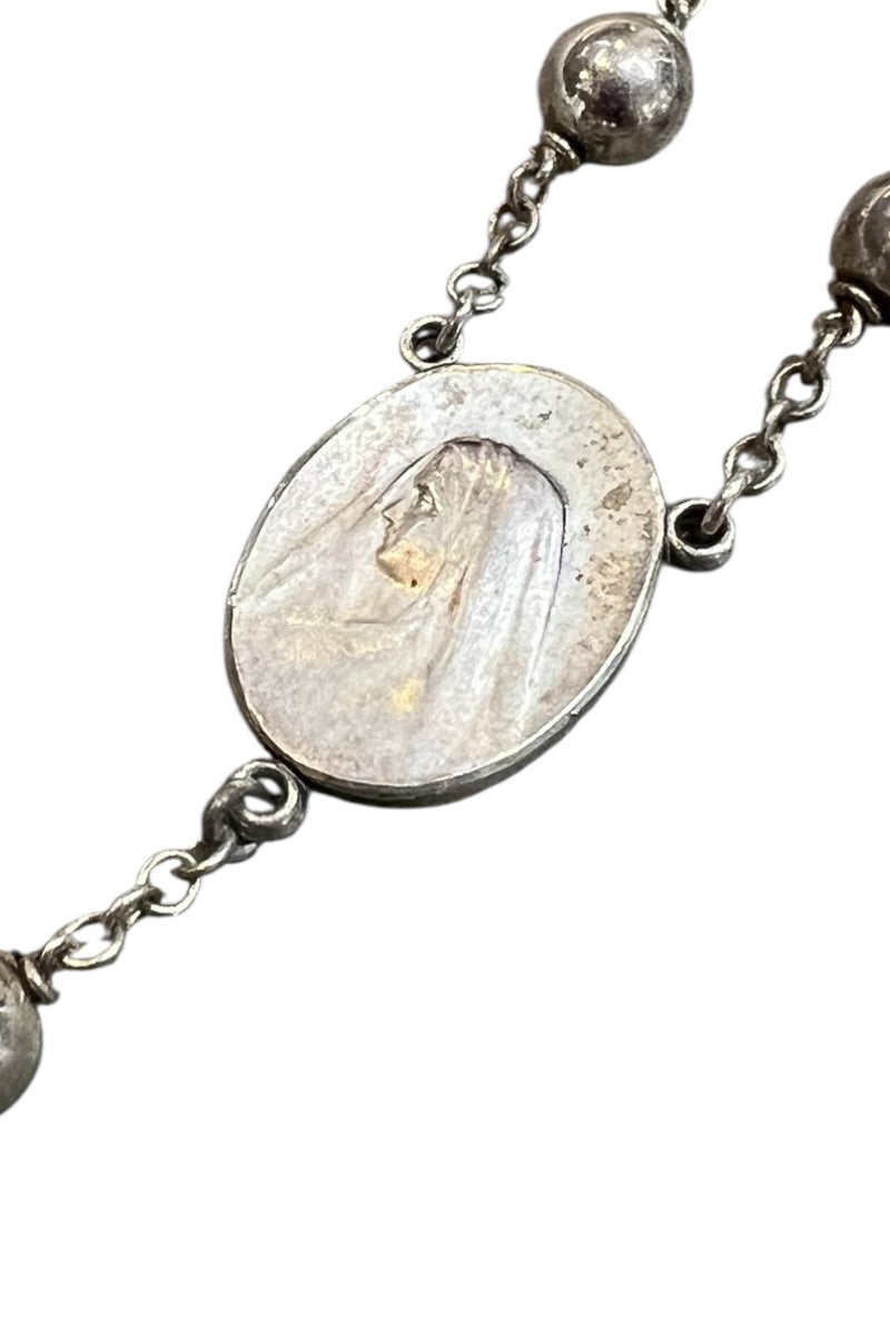 50'S STERLING SILVER ROSARY NECKLACE / SILVER [SIZE: ONE SIZE USED]