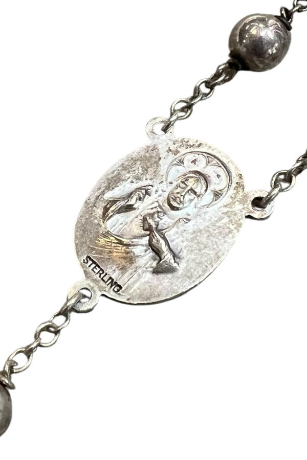 50'S STERLING SILVER ROSARY NECKLACE / SILVER [SIZE: ONE SIZE USED]