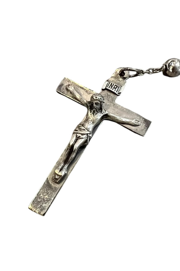 50'S STERLING SILVER ROSARY NECKLACE / SILVER [SIZE: ONE SIZE USED]