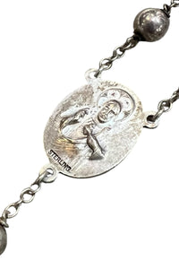 50'S STARING SILVER ROSARY NECKLACE / SILVER [SIZE: ONE SIZE USED]