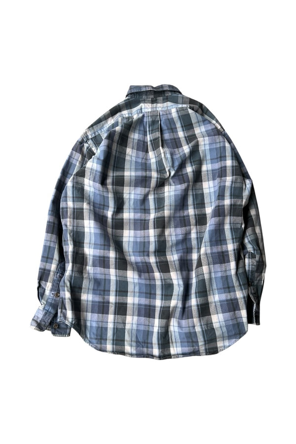 90-92'S L/S HALF-ZIP CHECK SHIRT / BLUE [SIZE: M USED]
