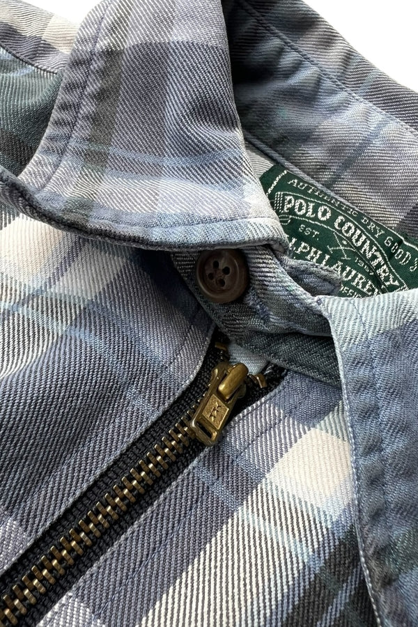 90-92'S L/S HALF-ZIP CHECK SHIRT / BLUE [SIZE: M USED]