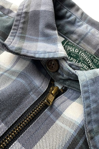 90-92'S L/S HALF-ZIP CHECK SHIRT / BLUE [SIZE: M USED]